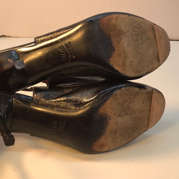 Gucci Black SlingBack OpenToe Leather Heels Sz 7.5 - Picture 6 of 8